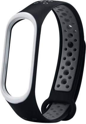 BQeT TPU Silicon Air Dot Band Strap for Xiaomi Mi Band 4 / Mi Band 3 Also m3/4 (Black Grey)