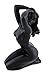Veronese Design Glossy Black Female Nude Kneeling Hands in Hair Statue Facing Left