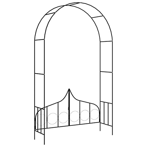vidaXL Rosenbogen mit Tor Tür Gartentor Gartenbogen Rankgitter Rankhilfe Rosenhilfe Spalier Torbogen Pergola Schwarz… – Bild 5