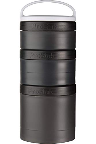 BlenderBottle Exp Pack Plastic Pill Organizer and Storage 3 Jar Black