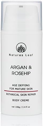 Natures Leaf Argan & Rosehip Age Defying Body Creme Moisturizer/Aged & Mature Skin/Reduces Fine Lines/Restores Radiance/Vitamin C/Organic Aloe Vera Gel/For All Skin Types / 3.4 oz