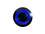 mod/smart Blue Illuminated Bulgin Style Latching Vandal Switch - 22mm -Black Housing - Ring Illumination