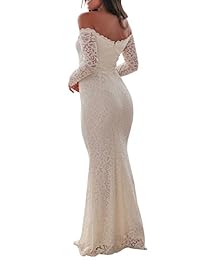 Made2envy Maxi vestido de fiesta de noche de ganchillo con hombros descubiertos