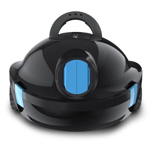 Robot Piscine, Robot Piscine sans Fil Y10 | Aspirateur Automatique et Puissant, 120 Minutes d'Autonomie & Auto-Stationnement, Conçu pour Bassins Enterrés et Piscines à Fond Plat jusqu'à 100 m²(Noir)
