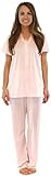 PajamaMania Women's Short Sleeve Nylon Pajama Set