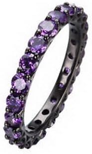 Pixel Jewelry 1985 - 3mm Ring Size6 Purple Circle Amethyst Women's 10Kt Black Gold Filled Wedding
