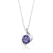Peora Simulated Alexandrite Open Bezel Wave Solitaire Pendant Necklace for Women 925 Sterling Silver, Color Changing 2.55 Carats Round Shape 8mm, with 18 inch Chain