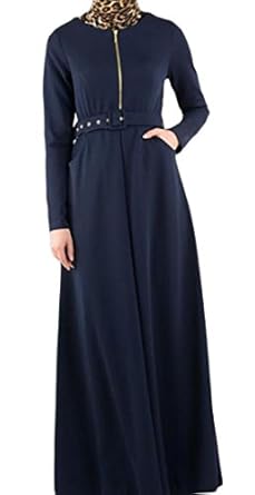 WSPLYSPJY Women's Muslim Kaftan Abaya Jilbab Islamic Long Sleeve Maxi Dress