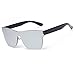 GAMT Rimless Sunglasses Futuristic Shield Mirrored Design (silver)