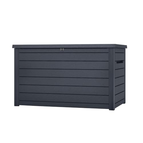 Koll Living Auflagenbox/Kissenbox Goliath XXL 870 Liter Farbe : Graphit l 100% Wasserdicht l mit Belüftung dadurch kein übler Geruch/Schimmel l Modern