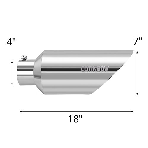 Catinbow Exhaust Tip 4" Inlet - 7" Outlet - 18" Long Stainless Steel Diesel Exhaust Tailpipe Tip Bolt On - Thumbnail 3