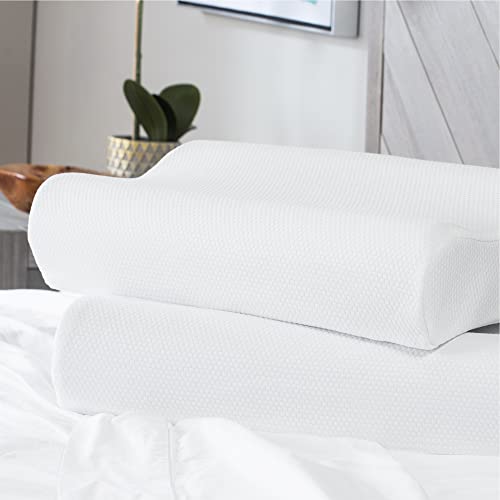 SensorPEDIC Classic Bed 2 Pack Contour Memory Foam Pillow, 2 Count