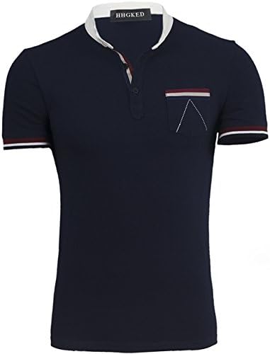Men's Fashion Polo Shirt Lapel Shirts-Navy blue-L