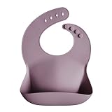 Mushie Silicone Baby Bib | Adjustable Fit Waterproof Bibs (Pale Mauve)