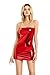 Bingirl Gothic Hot Sleeveless Dress Metallic Wetlook Clubwear Stripper Red1 One Size