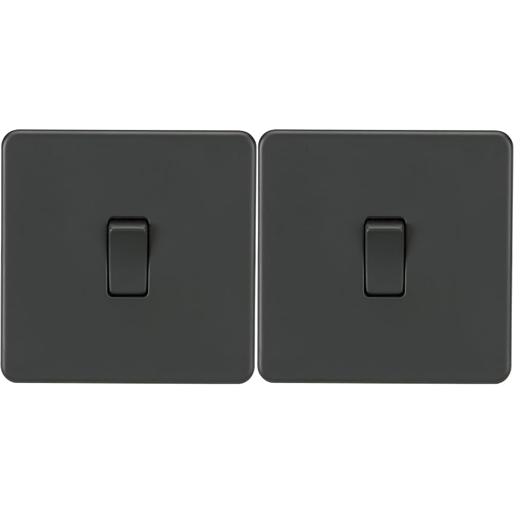 Knightsbridge SF2000 Screwless 10AX 1G 2-Way Light Switch - Anthracite (Pack of 2)