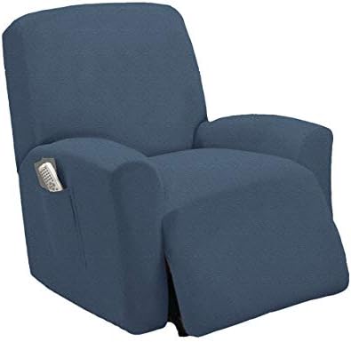 One Piece Stretch Recliner Slipcover Chair Recliner Cover Lazy Boy Slipcover Stretch Fit Furniture, Sonia (Blue)