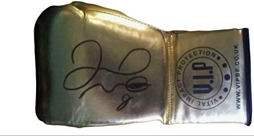 Floyd Mayweather Jr. Gold VIP Rare Autographed Boxing Glove with Photo Proof.