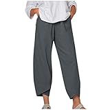 TARIENDY Solid Color Capri Pants for Women Cotton