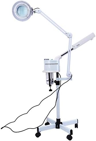 5X Magnifying Facial Steamer Lamp, 3 In 1 Multi-Function Hydrating Instrument Facial Spray Machine Cold Light LED Floor Lamp for Beauty Salon,Home