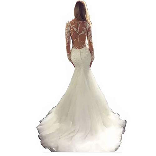 chinese dress ladies Charming Mermaid Lace Backless Long Sleeves Sweetheart Wedding Dresses   Dairy Bridal