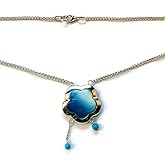 Light Blue and White Cloud Necklace Raindrop Pendant Silver Plate Gift for Her