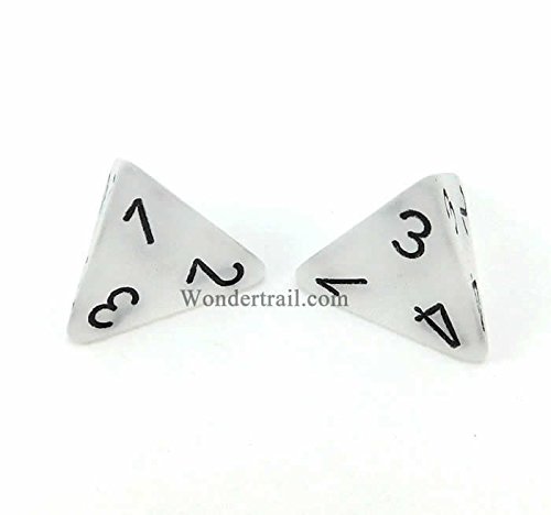 WCXPF0401E2 Clear Frosted D4 Dice 2pc Black Numbers Aprox 16mm