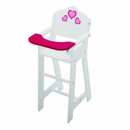 The New York Doll Collection Wooden Doll High Chair with Doll Bib Fits 18 inch / 46cm Dolls HT028