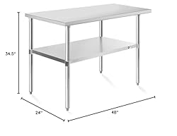 KUTLER Stainless Steel Table 24 x 48 Inches, NSF
