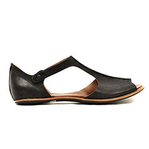 Sanyyanlsy Women Peep Toe Slip On Flat Sandal Ankle Low Heel Loafers Shallow Rivet Summer Outside Wear Basic Roman Boots Black - Thumbnail 3