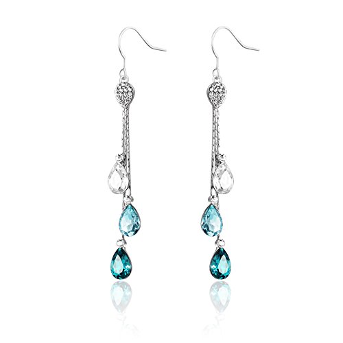 Neoglory Jewelry Teardrop Made with Swarovski Element Crystal Five Colors Drop Earrings 3.14