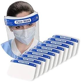 Safety Face Shield Reusable 10 Pcs Anti-Saliva Windproof Dustproof Full Face Protective Hat with Clear Film for Men & Women