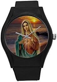 Novelty Gift Virgin Mary Unisex Black Round Plastic Watch