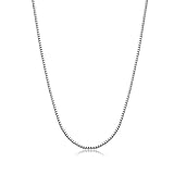 925 Sterling Silver Necklace Box Chain Made In Italy 1MM (20 inches)