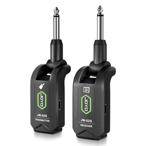 JOYO - Sistema inalámbrico para guitarra, 5.8 GHz, transmisor y receptor inalámbricos para guitarra, audio recargable con 4 canales de señal para guitarra eléctrica y bajo 20M, (JW-02S)