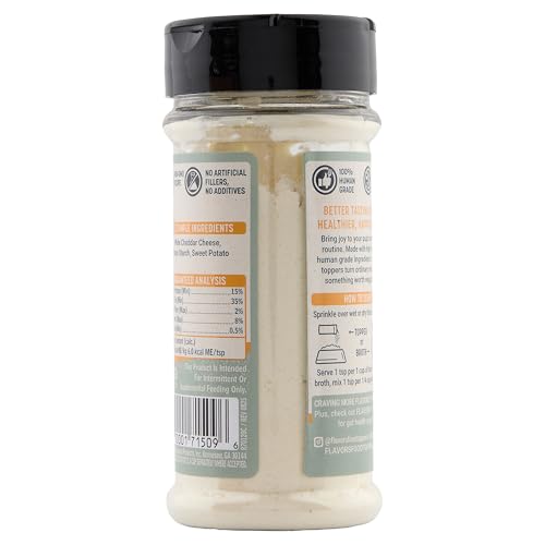 BEAUMONT BASICS FLAVORS FOOD TOPPER FOR DOGS, DELICIOUS SEASONING FOR DOG FOOD, NATURAL, GRAIN-FREE KIBBLE SEASONING AND TREAT MIX FOR PICKY DOGS AND PUPPIES, WHITE CHEDDAR RECIPE, 3.1-OUNCE