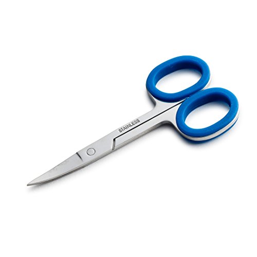 OceanPure Curved Tip Rubber Grip Nail Scissors (Blue)