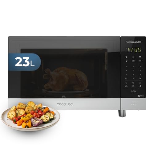 Cecotec Proclean 6010 Wave 23L Microwave. 800W, Ready2Clean Coating for Better Cleaning, Capacity 23 Liters, Control Panel and 3DWave Technology, Touch Control, Black