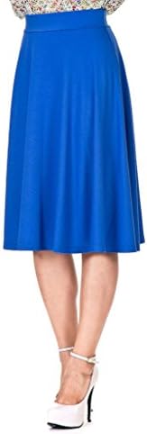 Beautiful flowing A-line Flared Swing Midi Skirt (XL, Royal Blue)