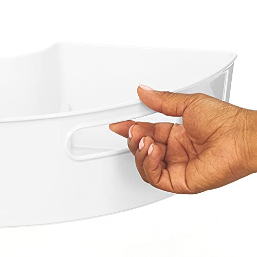 mDesign Plastic Lazy Susan Storage Bin with Front Handle for