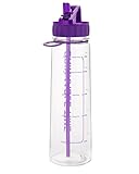 Drinkable Time 30 Oz Hydration Sports Water Bottle Time Tracking with Straw BPA Free Plastic Insulated Encouragement to Keep You Drinking to Reach Daily Intake Fits Ice Cubes Leak & Spill Proof