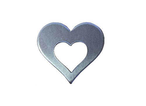 RMPStamping Blanks, 1 Inch Heart Washer with 1/2 Inch Center Heart, Aluminum 0.063 Inch (14 Ga.) - 50 Pack
