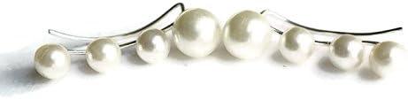 Sterling Silver pearl Curve Crawler Climber Hook Earrings