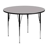 Flash Furniture 48'' Round Grey Thermal Laminate Activity Table - Standard Height Adjustable Legs
