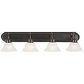 Design House 517714 Millbridge Vanity Light Dimmable with Frosted Glass for Above Bathroom Mirror, Oil Rubbed Bronze, 4-Light