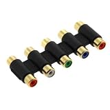 Unetox RGB RCA Coupler Splitter Video/Audio Gold Plated 5-RCA Component Adapter