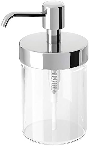 Soap Dispenser Chrome Effect, Easy to Refill, Wide Opening. Assembled Size Height: 16 cm Volume: 350 ml