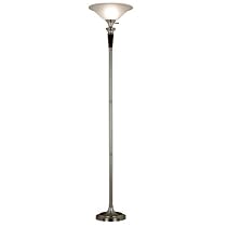 Kenroy Home Hayden 72 Inch Torchiere In Tobacco Brushed Steel Finish With A Cream Glass Shade