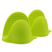 Oven Mittens 1 Pair Silicone Baking Gloves Cooking Pinch Mitt Finger Mitts Grips Heat Resistant Pot Holders (Green)