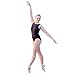 HDW DANCE Black Women Dance Leotard Ballet Sweetheart Mock Neck Mesh Dancewear (L, Black)